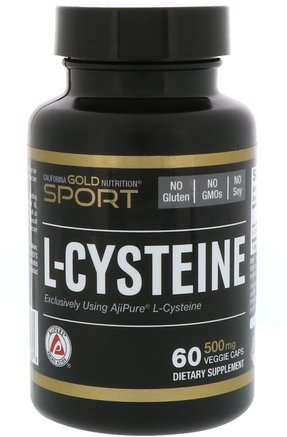 CGN, Sport, L-Cysteine, AjiPure, 500 mg, 60 Veggie Caps by California Gold Nutrition-Cgn Ren Sport, Cgn Aminosyror