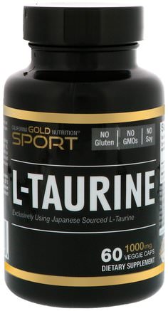 CGN, Sport, L-Taurine, 1000 mg, 60 Veggie Caps by California Gold Nutrition-Cgn Ren Sport, Cgn Aminosyror