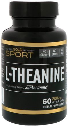 CGN, Sport, L-Theanine, 200 mg, 60 Veggie Caps by California Gold Nutrition-Cgn Ren Sport, Cgn Aminosyror