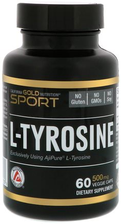 CGN, Sport, L-Tyrosine, 500 mg, 60 Veggie Caps by California Gold Nutrition-Cgn Ren Sport, Cgn Aminosyror