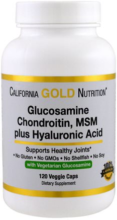 CGN, Vegetarian Glucosamine, Chondroitin, MSM Plus Hyaluronic Acid, 120 Veggie Caps by California Gold Nutrition-Hälsa, Ben, Osteoporos, Cgn Glukosaminkomplex, Kosttillskott, Glukosamin
