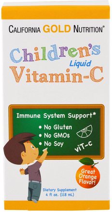CGN, Childrens Liquid Vitamin C, Orange Flavor, No GMOs, 4 fl oz (118 ml) by California Gold Nutrition-Vitaminer, Vitamin C