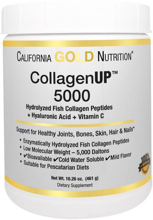 CGN, CollagenUP٠5000, Marine-Sourced Collagen Peptides + Hyaluronic Acid & Vitamin C, 16.26 oz (461 g) by California Gold Nutrition-Cgn Collagenup