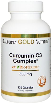 CGN, Curcumin C3 Complex, 500 mg, 120 Veggie Capsules by California Gold Nutrition-Cgn Curcumin Gurkmeja, Tillskott, Curcumin C3-Komplex