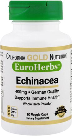 CGN, EuroHerbs, Echinacea, 400 mg, 60 Veggie Caps by California Gold Nutrition-Cgn Euroherbs, Kosttillskott, Echinacea