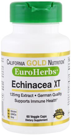 CGN, EuroHerbs, Echinacea Extract, 125 mg, 60 Veggie Caps by California Gold Nutrition-Cgn Euroherbs, Kosttillskott, Echinacea