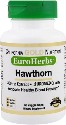 CGN, EuroHerbs, Hawthorn Extract, 300 mg, 60 Veggie Caps by California Gold Nutrition-Cgn Euroherbs, Hälsa