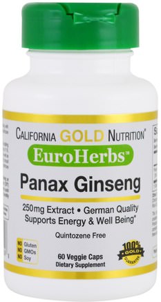CGN, EuroHerbs, Panax Ginseng Extract, 250 mg, 60 Veggie Caps by California Gold Nutrition-Cgn Euroherbs, Kosttillskott, Adaptogen