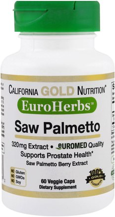 CGN, EuroHerbs, Saw Palmetto Extract, 320 mg, 60 Veggie Caps by California Gold Nutrition-Cgn Euroherbs, Hälsa, Män