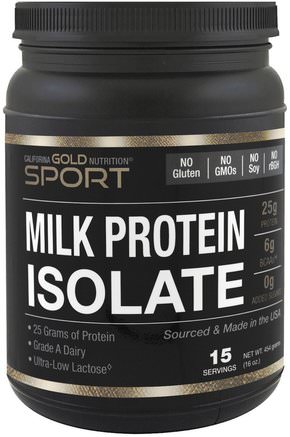 CGN, Milk Protein Isolate, Ultra-Low Lactose, Gluten Free, 16 oz (454 g) by California Gold Nutrition-Cgn Ren Sport, Cgn Proteiner
