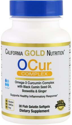 CGN, OCur Omega-3 Curcumin Complex, 30 Fish Gelatin Softgels by California Gold Nutrition-Cgn Curcumin Gurkmeja, Tillskott, Curcumin C3-Komplex