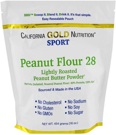 CGN, Peanut Butter Powder, 28% Fat, Gluten Free, 16 oz ( 454 g) by California Gold Nutrition-Cgn Ren Sport, Kosttillskott, Protein