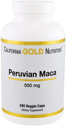 CGN, Peruvian Maca, 500 mg, 240 Veggie Caps by California Gold Nutrition-Cgn Maca, Tillskott, Adaptogen