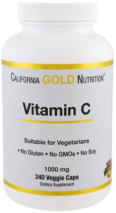 CGN, Vitamin C, 1.000 mg, 240 Veggie Caps by California Gold Nutrition-Vitaminer, Vitamin C