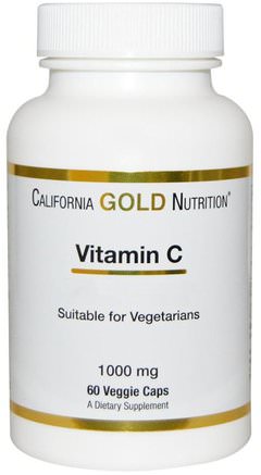 CGN, Vitamin C, 1.000 mg, 60 Veggie Caps by California Gold Nutrition-Kosttillskott, Antioxidanter, Vitaminer