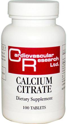 Calcium Citrate, 100 Tablets by Cardiovascular Research Ltd.-Kosttillskott, Mineraler, Kalciumcitrat