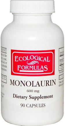 Ecological Formulas, Monolaurin, 600 mg, 90 Capsules by Cardiovascular Research Ltd.-Kosttillskott, Efa Omega 3 6 9 (Epa Dha)