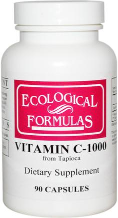 Ecological Formulas, Vitamin C-1000, 90 Capsules by Cardiovascular Research Ltd.-Vitaminer, Vitamin C