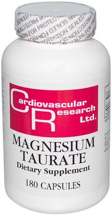 Magnesium Taurate, 180 Capsules by Cardiovascular Research Ltd.-Kosttillskott, Mineraler, Magnesium
