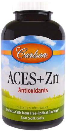 Aces + Zn, 360 Soft Gels by Carlson Labs-Kosttillskott, Antioxidanter, Vitaminer