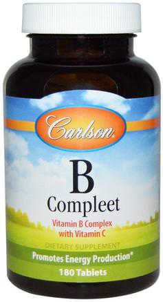 B Compleet, 180 Tablets by Carlson Labs-Vitaminer, Vitamin B-Komplex