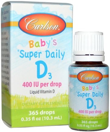 Babys Super Daily D3, 400 IU, 0.35 fl oz (10.3 ml) by Carlson Labs-Vitaminer, Vitamin D3, Vitamin D3 Vätska, Barns Hälsa, Baby, Spädbarnstillskott