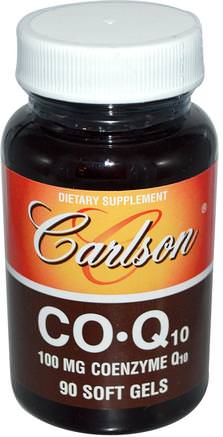 CO-Q10, 100 mg, 90 Soft Gels by Carlson Labs-Kosttillskott, Koenzym Q10, Coq10