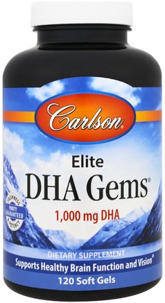 Elite DHA Gems, 1.000 mg, 120 Softgels by Carlson Labs-Kosttillskott, Efa Omega 3 6 9 (Epa Dha), Dha