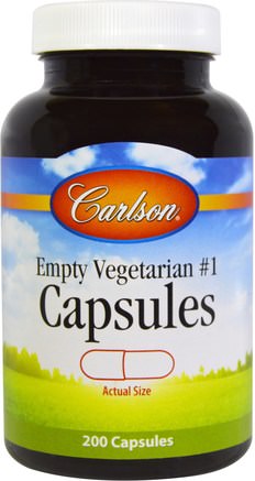 Empty Vegetarian #1 Capsules, 200 Capsules by Carlson Labs-Tillägg, Tomma Kapslar, Tomma Kapslar 1