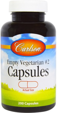 Empty Vegetarian #2 Capsules, 200 Capsules by Carlson Labs-Kosttillskott, Tomma Kapslar