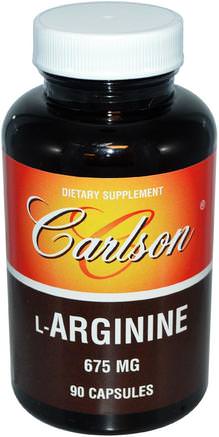 L-Arginine, 675 mg, 90 Capsules by Carlson Labs-Kosttillskott, Aminosyror, L Arginin
