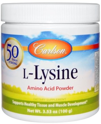 L-Lysine, Amino Acid Powder, 3.53 oz (100 g) by Carlson Labs-Kosttillskott, Aminosyror, L Lysin