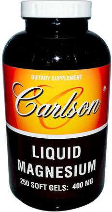 Liquid Magnesium, 400 mg, 250 Soft Gels by Carlson Labs-Kosttillskott, Mineraler, Magnesiumoxid