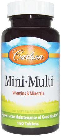 Mini-Multi, Vitamins & Minerals, Iron-Free, 180 Tablets by Carlson Labs-Sverige