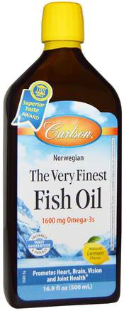 Norwegian, The Very Finest Fish Oil, Natural Lemon Flavor, 16.9 fl oz (500 ml) by Carlson Labs-Kosttillskott, Efa Omega 3 6 9 (Epa Dha), Fiskolja