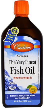Norwegian, The Very Finest Fish Oil, Natural Orange Flavor, 16.9 fl oz (500 ml) by Carlson Labs-Kosttillskott, Efa Omega 3 6 9 (Epa Dha), Fiskolja, Vätskeolja