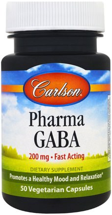 Pharma GABA, 200 mg, 50 Veggie Caps by Carlson Labs-Kosttillskott, Gaba (Gamma Aminosmörsyra)