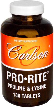 Pro Rite, Proline & Lysine, 180 Tablets by Carlson Labs-Kosttillskott, Aminosyror