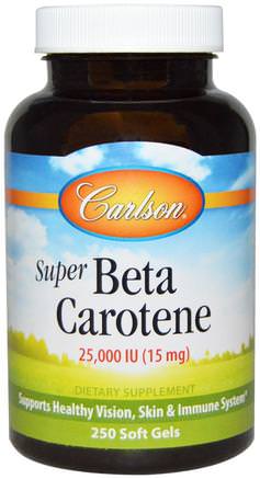 Super Beta Carotene, 25.000 IU (15 mg), 250 Soft Gels by Carlson Labs-Vitaminer, Vitamin A, Betakaroten