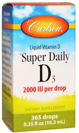 Super Daily D3, 2.000 IU, 0.35 fl oz (10.3 ml) by Carlson Labs-Vitaminer, Vitamin D3, Vitamin D3 Vätska