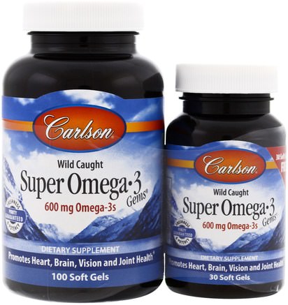 Super Omega-3 Gems, 100 Soft Gels + Free 30 Soft Gels by Carlson Labs-Kosttillskott, Efa Omega 3 6 9 (Epa Dha), Dha, Epa, Fiskolja Mjölk