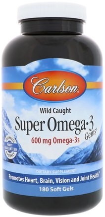 Super Omega-3 Gems, 180 Soft Gels by Carlson Labs-Kosttillskott, Efa Omega 3 6 9 (Epa Dha), Dha, Epa, Fiskolja Mjölk