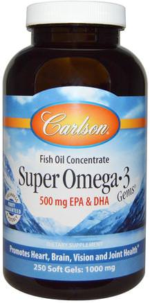 Super Omega -3 Gems, 250 Soft Gels by Carlson Labs-Kosttillskott, Efa Omega 3 6 9 (Epa Dha), Dha, Epa, Fiskolja
