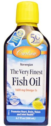 The Very Finest Fish Oil, Norwegian, Lemon, 6.7 fl oz (200 ml) by Carlson Labs-Kosttillskott, Efa Omega 3 6 9 (Epa Dha), Fiskolja