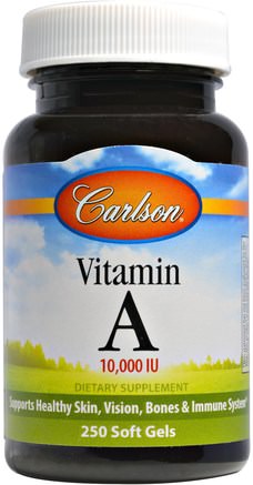 Vitamin A, 10.000 IU, 250 Soft Gels by Carlson Labs-Vitaminer, Vitamin A