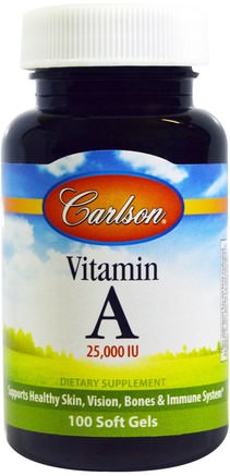 Vitamin A, 25.000 IU, 100 Soft Gels by Carlson Labs-Vitaminer, Vitamin A
