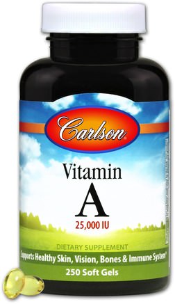 Vitamin A, 25.000 IU, 250 Soft Gels by Carlson Labs-Vitaminer, Vitamin A
