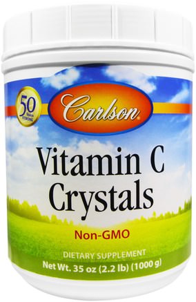 Vitamin C Crystals, 35 oz (1000 g) by Carlson Labs-Vitaminer, Vitamin C, Vitamin C-Pulver Och Kristaller