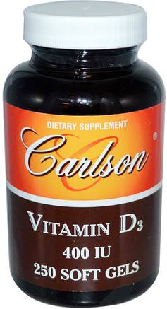 Vitamin D3, 400 IU, 250 Soft Gels by Carlson Labs-Vitaminer, Vitamin D3