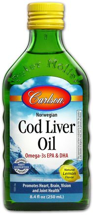 Wild Norwegian Cod Liver Oil, Natural Lemon Flavor, 8.4 fl oz (250 ml) by Carlson Labs-Kosttillskott, Efa Omega 3 6 9 (Epa Dha), Fiskolja, Torskleveroljevätska